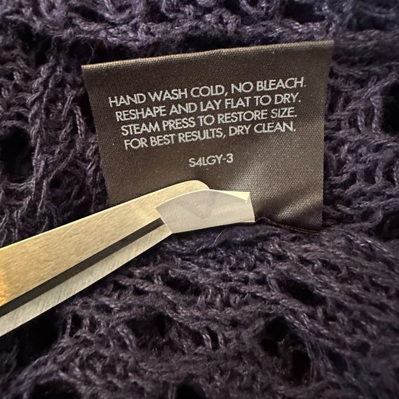 Eileen Fisher Open Knight Lightweight Pullover Sweater Organic Linen Size S Navy - Picture 6 of 7